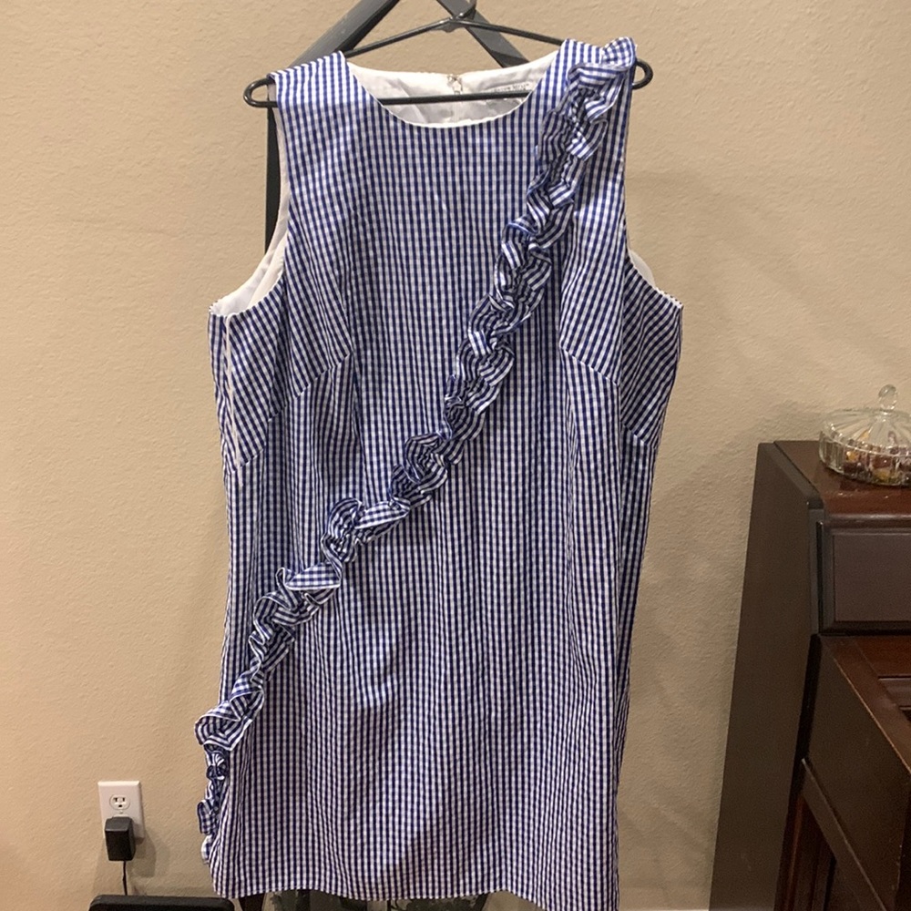London Style Sleeveless Gingham Dress 22W